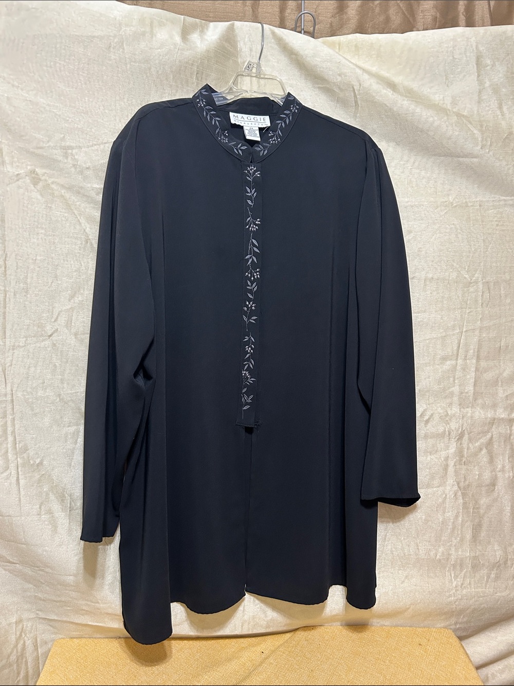 Vintage Black Embroidered Women's Top